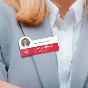 Logo Photo ID Stijlvol Eenvoudig Rood Wit Bedrijf Naamplaatje