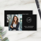 Logo photo moderne noir Carte de visite QR