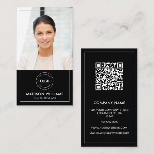 Logo photo moderne QR Code Carte de visite (Devant / Derrière)