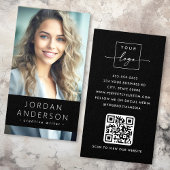 Logo photo QR code moderne noir carte de visite