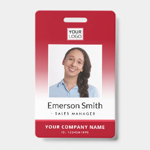 Logo photo rouge dégradé moderne employé badge