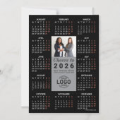 Logo Photo Sleek Black Calendar 2026 Carte magnéti (Recto)