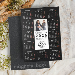 Logo Photo Sleek Black Calendar 2026 Carte magnéti