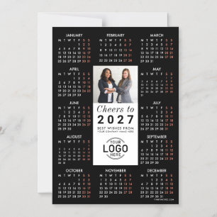 Logo Photo Sleek Black Calendar 2026 Carte magnéti