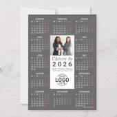 Logo Photo Sleek Grey Calendar 2026 Carte magnétiq (Recto)