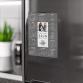 Logo Photo Sleek Grey Calendar 2026 Carte magnétiq