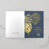 Logo Playful Balloons Dusty Blue Business Birthday Folie Feestdagenkaart (Buiten Laag)