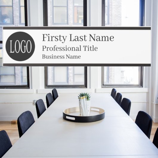 Logo Porte du bureau blanc Signes Nom Plaque