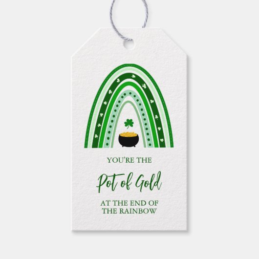 Logo Pot goud St. Patrick's Day Boho regenboog Cadeaulabel (Voorkant)