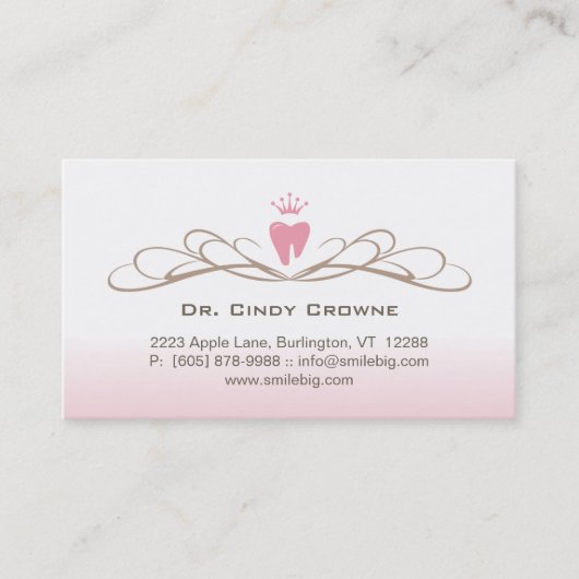 Logo pour dent Carte de visite dentaire rose Brown (Devant)