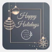 Logo Prettige feestdagen Kerstmis Corporate Modern Vierkante Sticker (Voorkant)