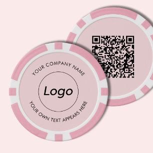 Logo Professionele Zakelijke Roze QR Code Poker Chips