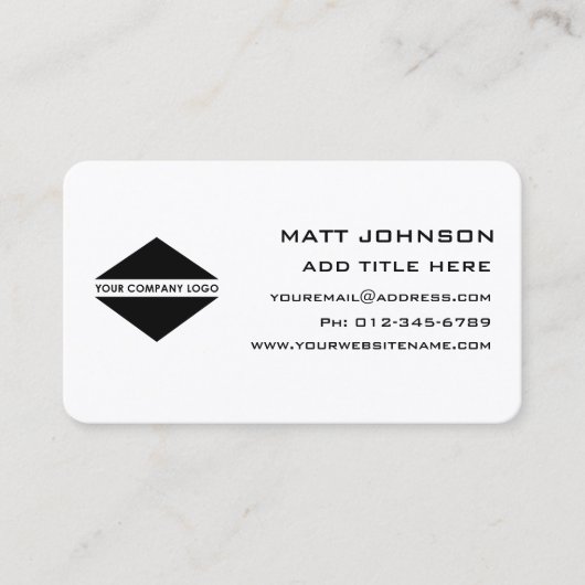 Logo Professionnel Noir Blanc Carte de visite (Devant)