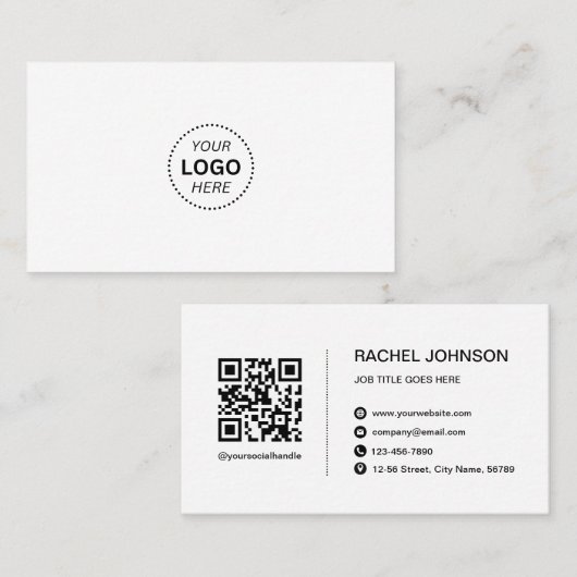 Logo professionnel QR Code Carte de visite moderne (Devant / Derrière)