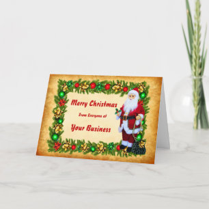Logo Promo Business Santa + Wreated Merry Kerstmis Feestdagen Kaart