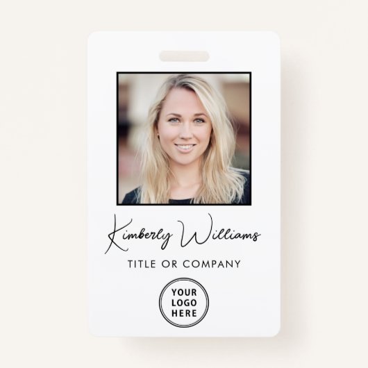 Logo QR-balkcodes werknemer Foto-ID Badge (Voorkant)