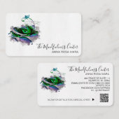 *~* Logo QR Blauwgroen Blush Roos Floral Flower Visitekaartje (Voorkant / Achterkant)