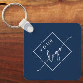 Logo QR-code aangepaste tekst dubbelzijdig donkerb Sleutelhanger (Voorkant)