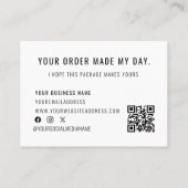 Logo QR-code Bedankt voor uw bestelling zwart wit Visitekaartje (Achterkant)