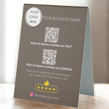 Logo QR-code bedrijfsbeoordeling GOOGLE en YELP