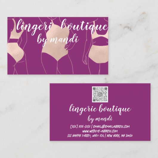 Logo QR-code Bikini Onderkleding Berry Roos Visitekaartje (Voorkant / Achterkant)