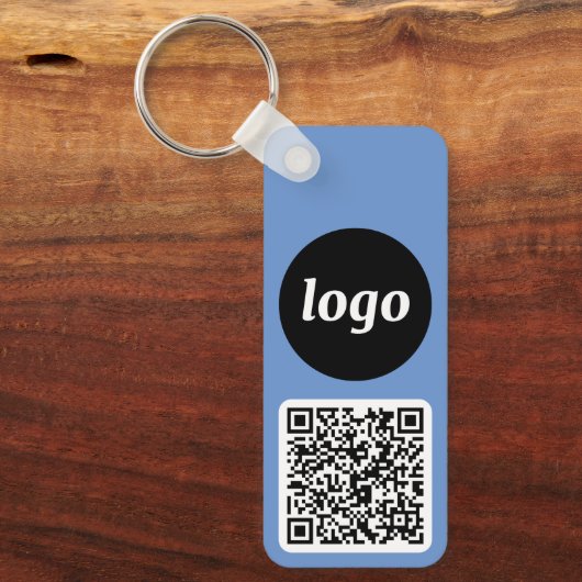 Logo QR Code Blauw Zakelijk Branding Promotioneel Sleutelhanger (Voorkant)
