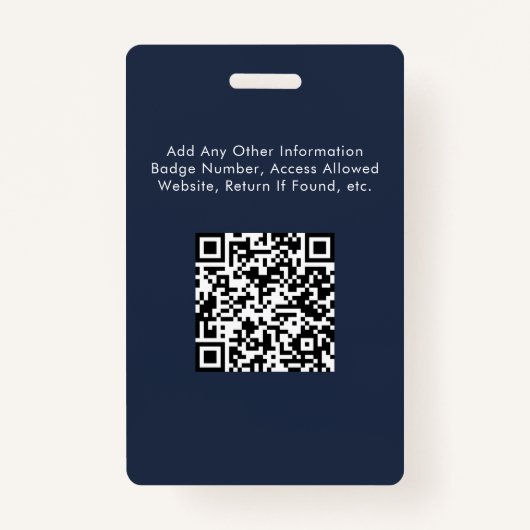 Logo QR Code Blue Medewerker Foto-ID-badge Badge (Achterkant)