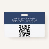 Logo QR Code Blue Photo Employee-ID Badge (Achterkant)