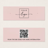 Logo QR code blush roze stud oorbel display kaart (Voorkant /achterkant)