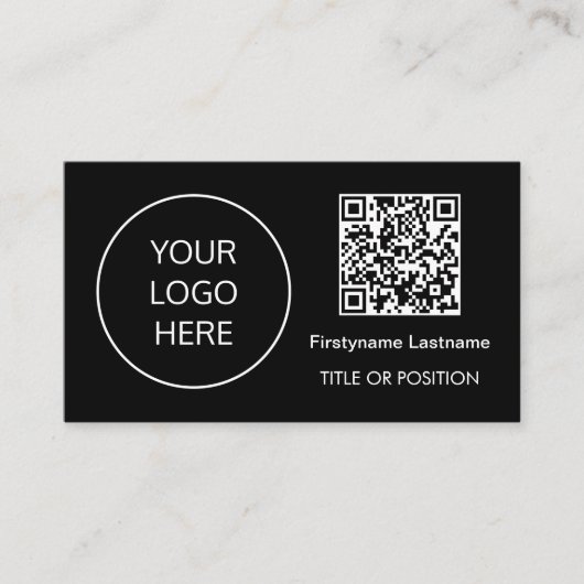 Logo QR Code Carte de visite noir moderne (Devant)