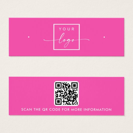 Logo QR code chaud rose goujon d'oreille carte d'a (Devant & derrière)