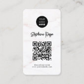 Logo &QR-code | Elegant wit rose goud marmer Visitekaartje (Voorkant)
