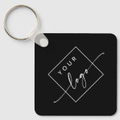 Logo, QR-code en aangepaste tekst dubbelzijdig zwa Sleutelhanger (Voorkant)