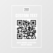 Logo, QR-code en aangepaste tekst wit en transpara Raamsticker (Vel)