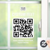 Logo, QR-code en aangepaste tekst wit en transpara Raamsticker (Huis)