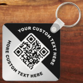 Logo QR-code en zwarte grijze verloopgradiënt Sleutelhanger (Achterkant)