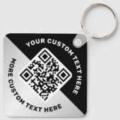 Logo QR-code en zwarte grijze verloopgradiënt Sleutelhanger (Achterkant)