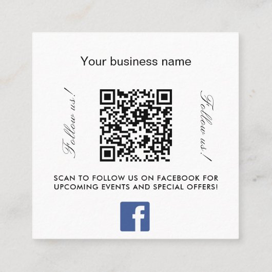 Logo QR code Facebook volg ons merk kleur Vierkante Visitekaartje (Achterkant)