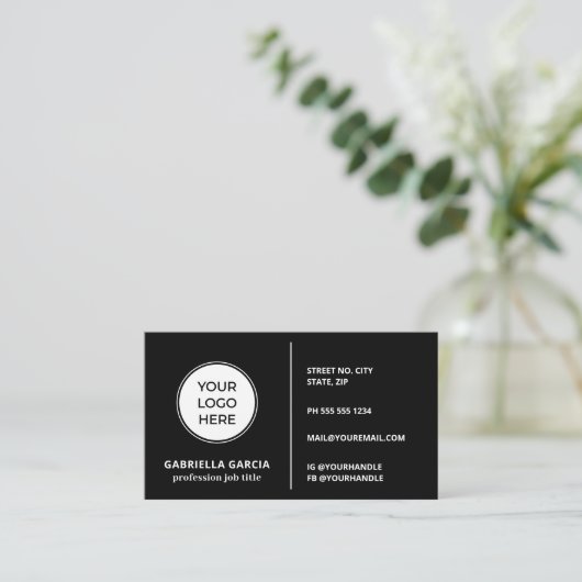 Logo QR Code Générique Design Carte de visite noir (Debout devant)