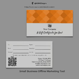 Logo QR Code Grijs Zwart Sinaasappel Cadeaubon Visitekaartje