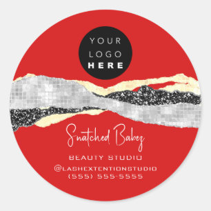 Logo QR-code Hairdresser Makeup Stromen Red Gold Ronde Sticker
