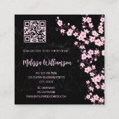 Logo | QR-code | Kerry Blossom Black Marmer Vierkante Visitekaartje (Achterkant)