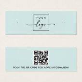 Logo QR code lichtblauwe stud oorbel display kaart (Voorkant /achterkant)