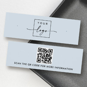 Logo QR code lichtblauwe stud oorbel display kaart