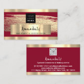 Logo QR CODE Logo Gold Paint Burgundy Visitekaartje (Voorkant / Achterkant)