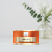 Logo QR-CODE Logo Metallic Sinaasappel Visitekaartje (Staand voorkant)