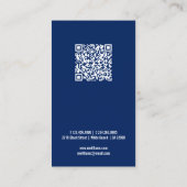 Logo QR Code Minimalist Navy Blue Modern Custom Visitekaartje (Achterkant)