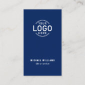 Logo QR Code Minimalist Navy Blue Modern Custom Visitekaartje (Voorkant)