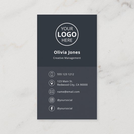 Logo QR Code Minimalistisch Grijs Visitekaartje (Achterkant)