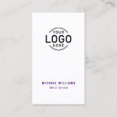 Logo QR Code Minimalistisch Wit Paarse Custom Visitekaartje (Voorkant)